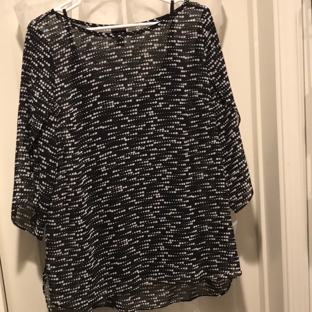 Worthington black/white blouse w/cami, size L